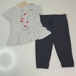 Brand New! First Impressions Baby Girl Gray Ruffle Top & Black Joggers 6-9M